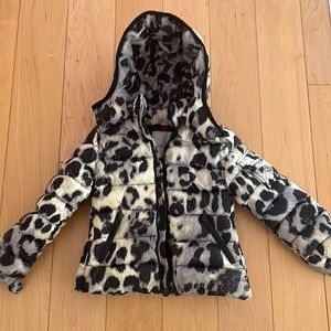 Moncler 6y girls jacket leopard style black and white